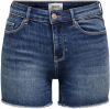 Only Blush life mid sk raw shorts dark blue de online kopen