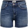 Only Blush life mid sk raw shorts dark blue de online kopen