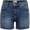 Only Blush life mid sk raw shorts dark blue de online kopen